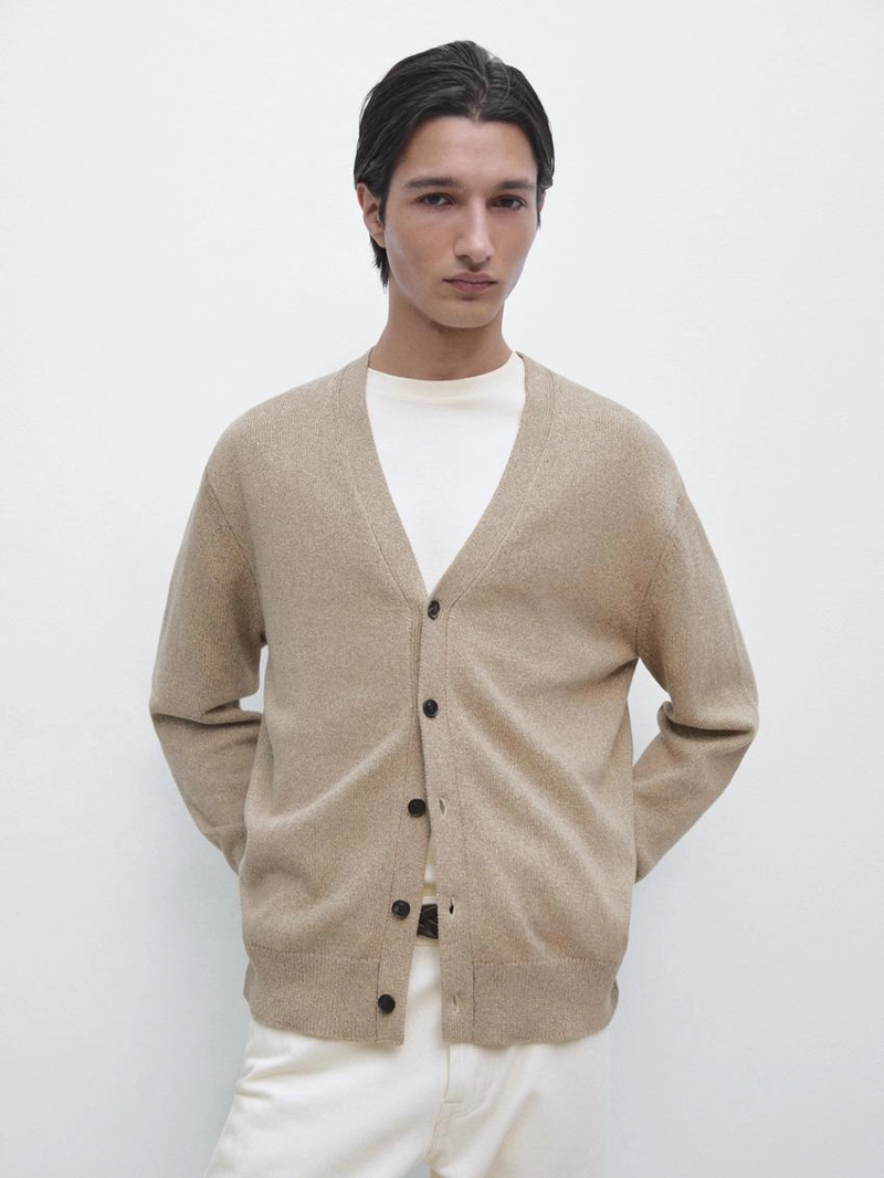 Кардиган из хлопкового трикотажа mouliné