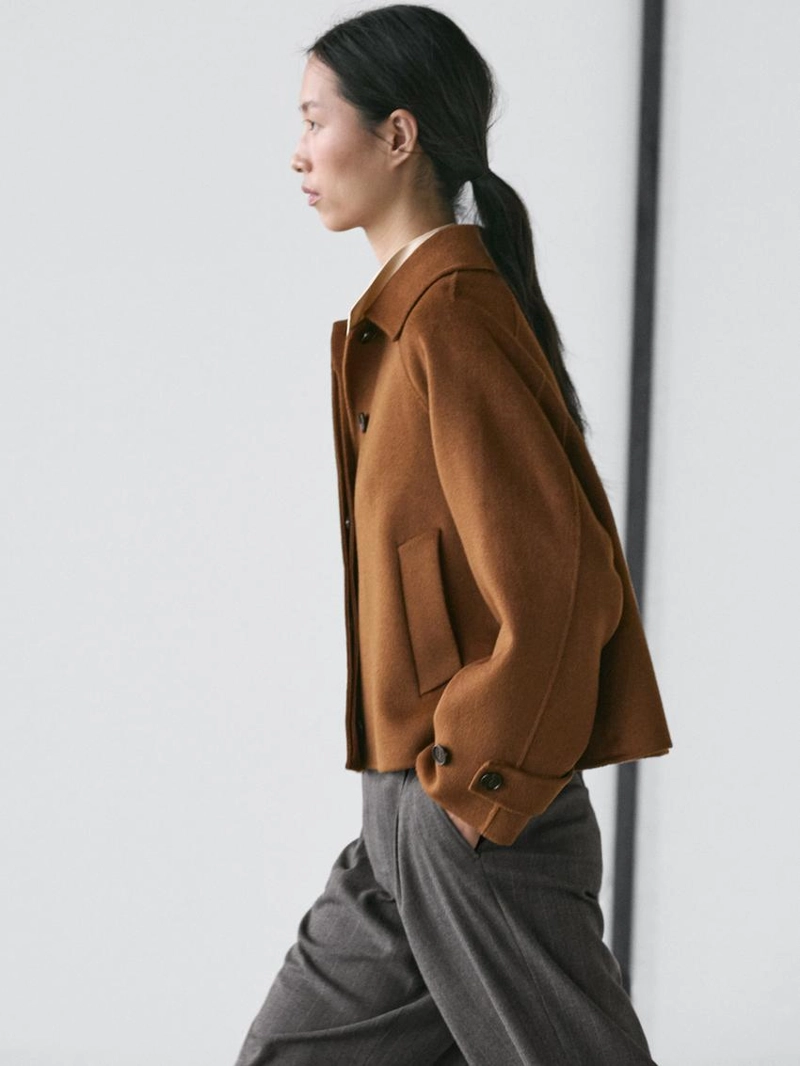 Краткое пальто с рукавами реглан из шерстяной смеси