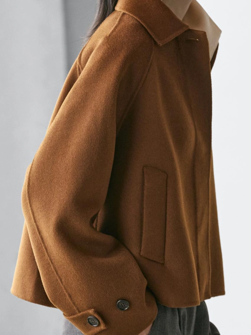 Краткое пальто с рукавами реглан из шерстяной смеси