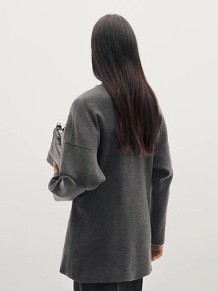 Длинный вязаный кардиган с круглым вырезом- Заказать в России