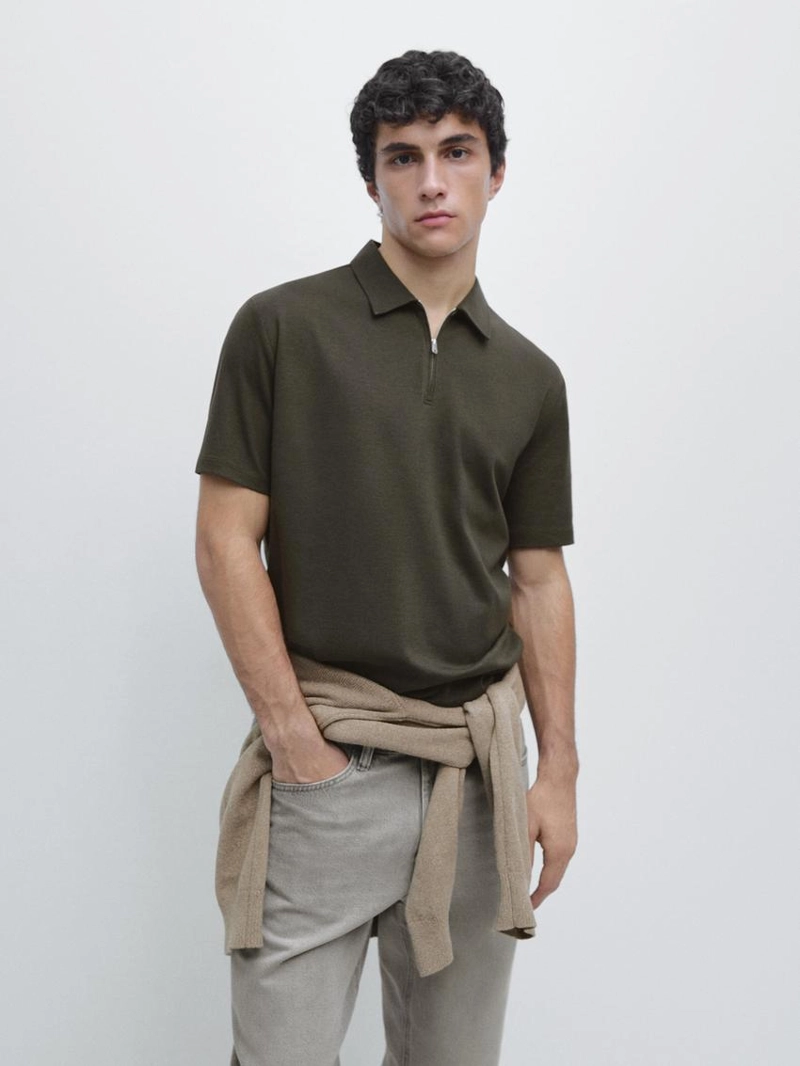 Поло с коротким рукавом и молнией