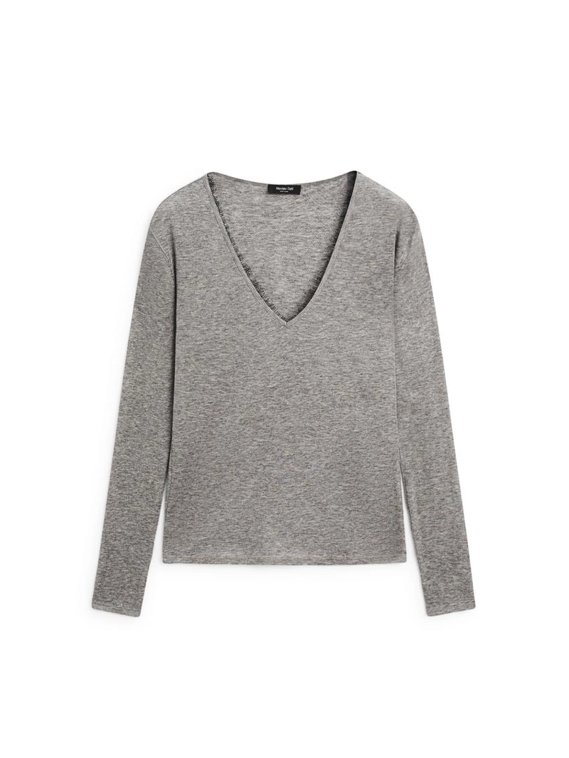 Футболка с v-образным вырезом и деталями из кружева