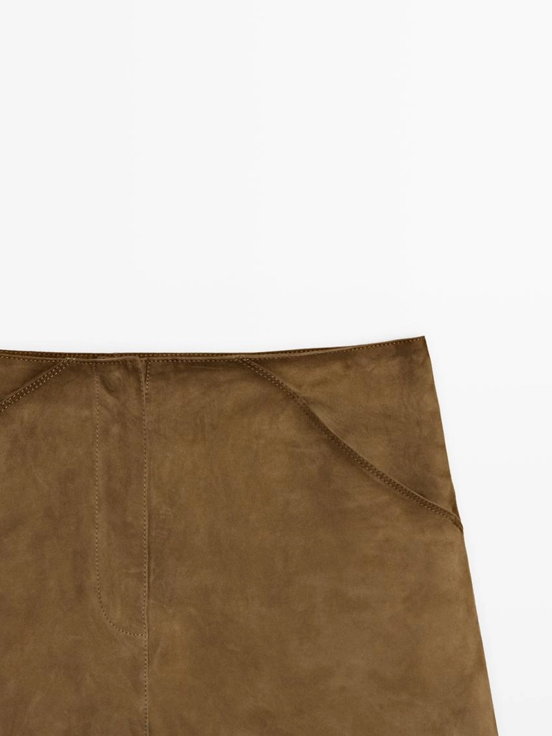 Мини-юбка из овечьей кожи с отделкой нубуком