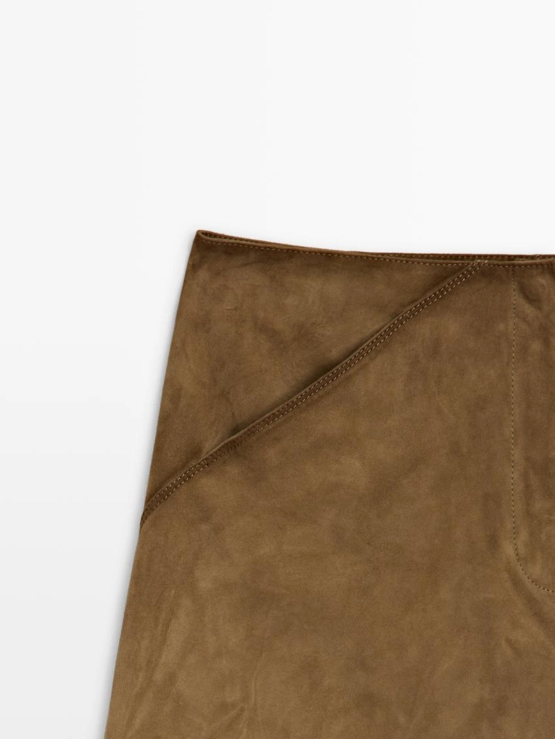 Мини-юбка из овечьей кожи с отделкой нубуком