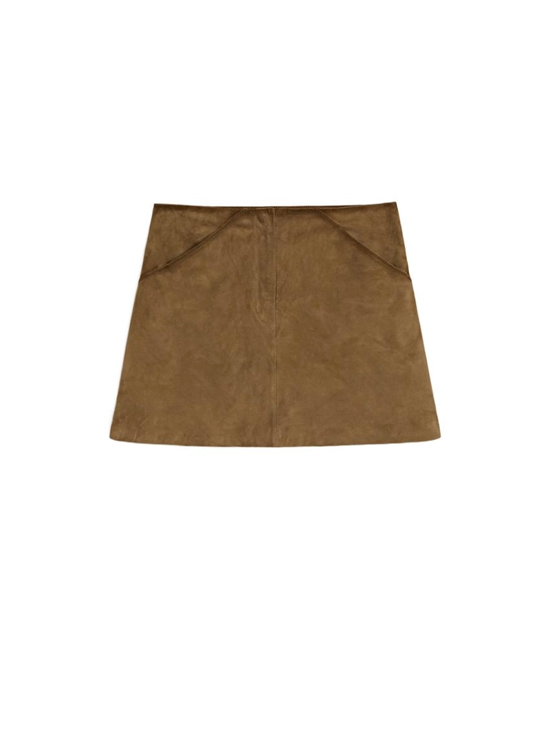 Мини-юбка из овечьей кожи с отделкой нубуком