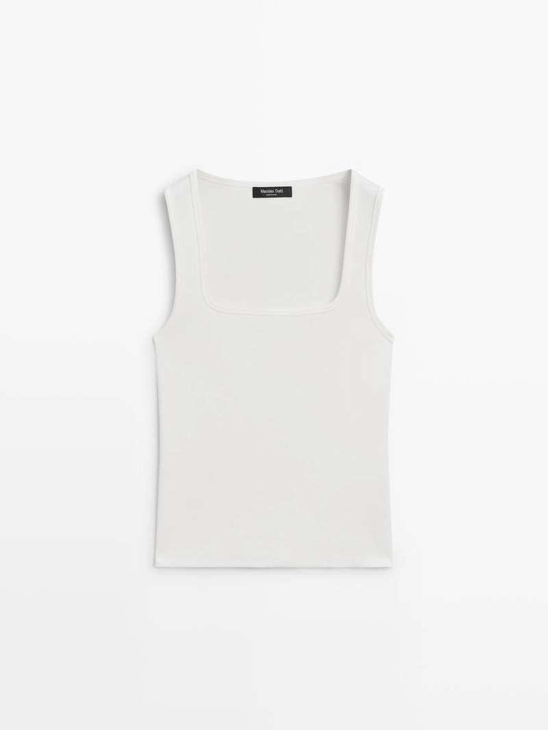 Майка без рукавов с квадратным вырезом