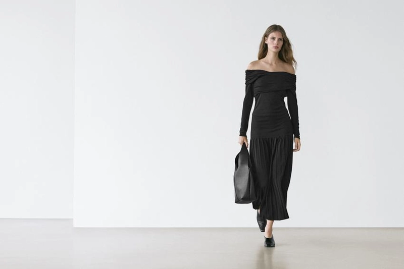 Топ с открытыми плечами из смесовой ткани ленцелла и шерсти