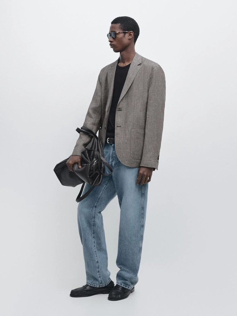 Пиджак из льняной смесовой ткани в мелкую шахматку