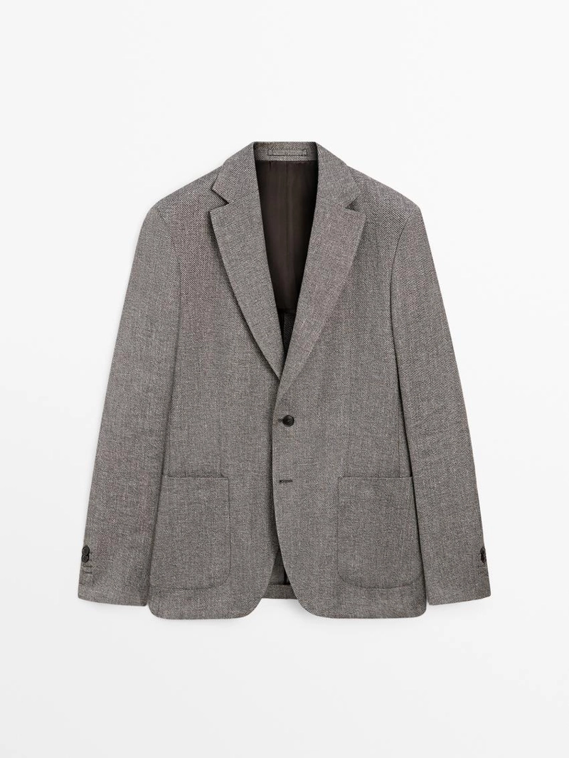 Пиджак из льняной смесовой ткани в мелкую шахматку