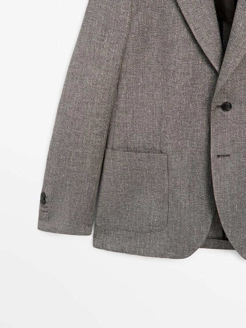 Пиджак из льняной смесовой ткани в мелкую шахматку