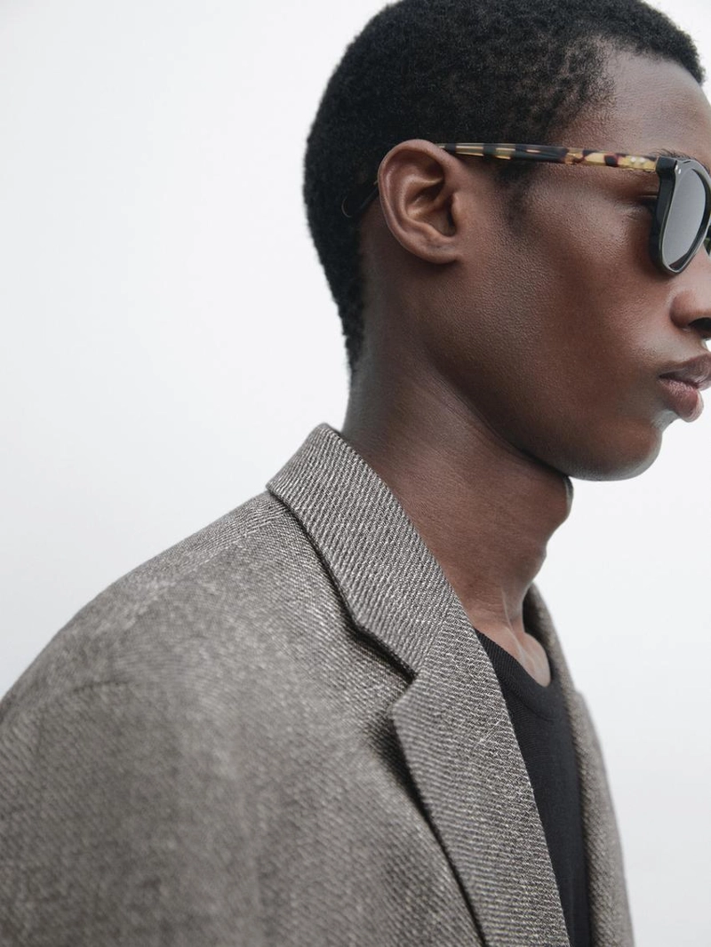 Пиджак из льняной смесовой ткани в мелкую шахматку