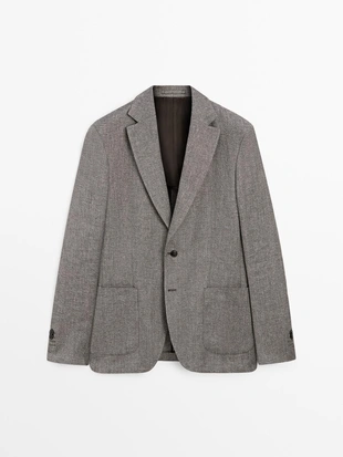 Пиджак из льняной смесовой ткани в мелкую шахматку- Заказать в России