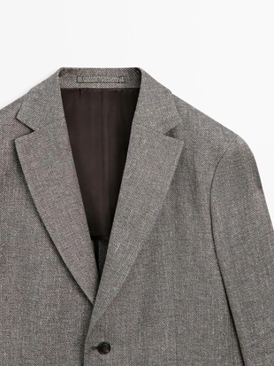 Пиджак из льняной смесовой ткани в мелкую шахматку- Заказать в России