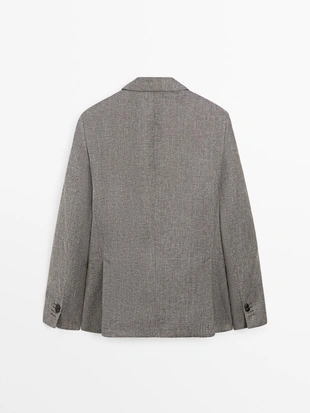 Пиджак из льняной смесовой ткани в мелкую шахматку- Заказать в России