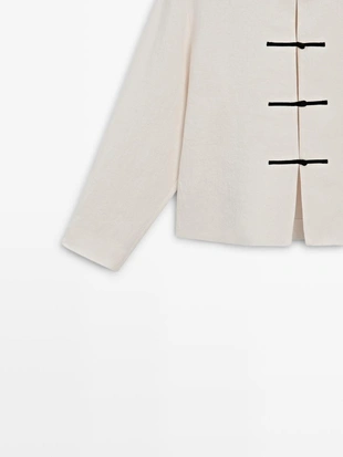 Льняная рубашка-овершерт с деталями на пуговицах- Заказать в России