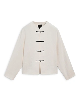 Льняная рубашка-овершерт с деталями на пуговицах- Заказать в России