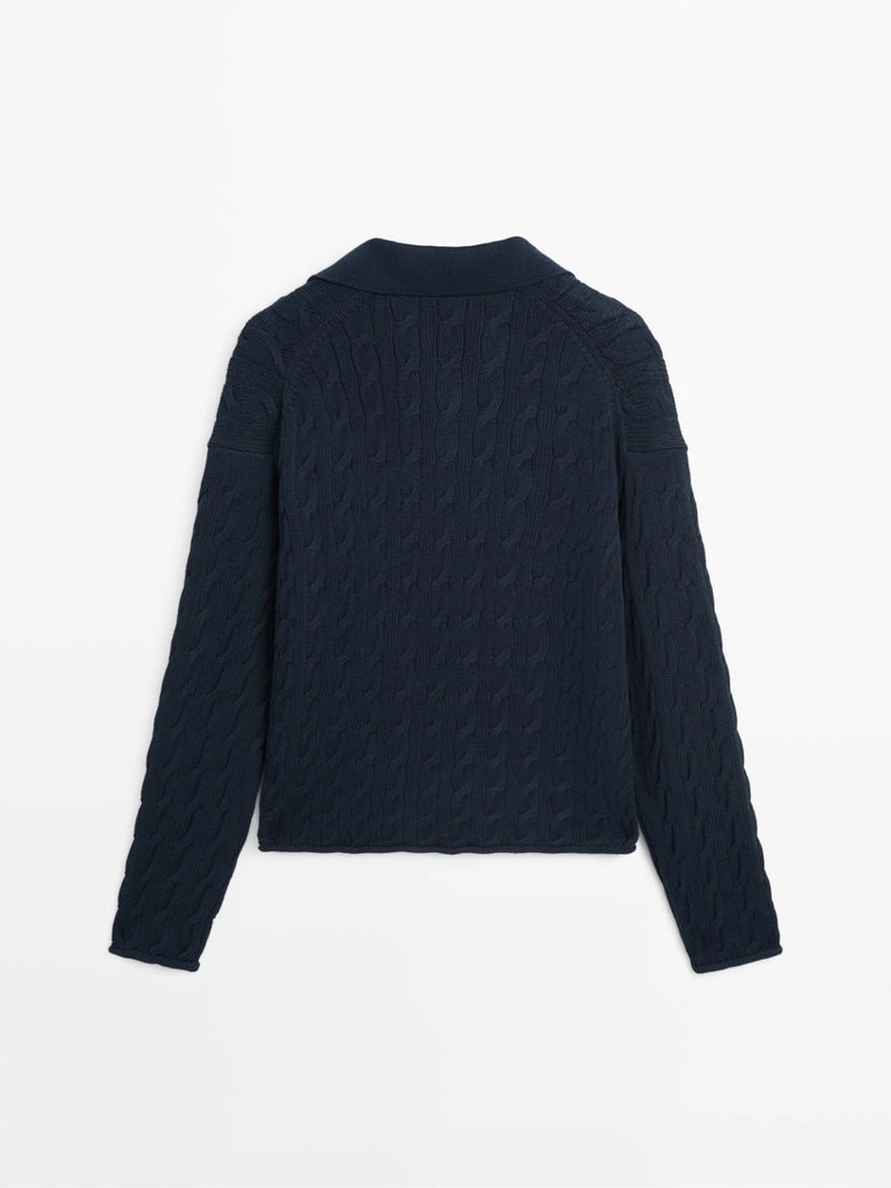 Водолазка из хлопково-шерстяной смеси с воротником-поло