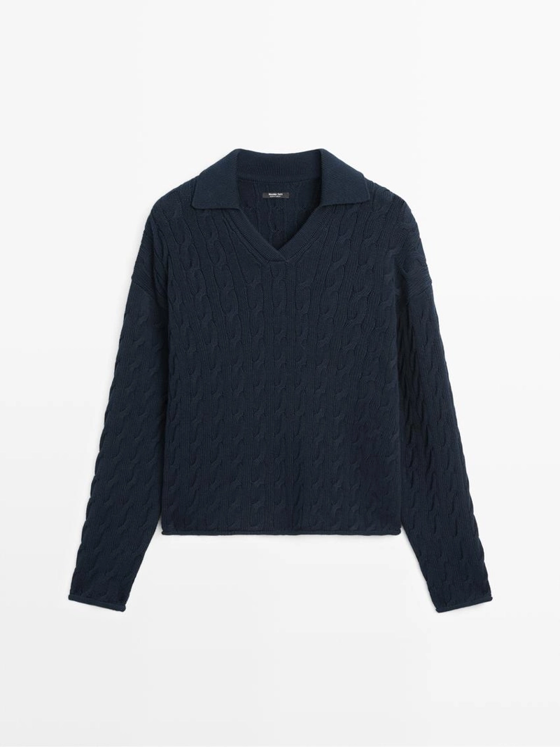 Водолазка из хлопково-шерстяной смеси с воротником-поло