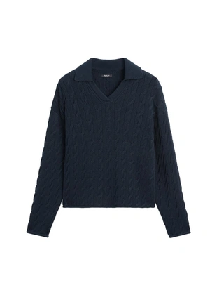 Водолазка из хлопково-шерстяной смеси с воротником-поло- Заказать в России