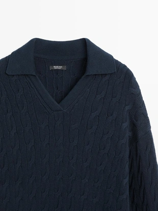 Водолазка из хлопково-шерстяной смеси с воротником-поло- Заказать в России