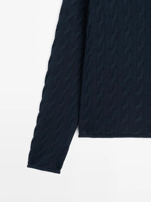 Водолазка из хлопково-шерстяной смеси с воротником-поло- Заказать в России