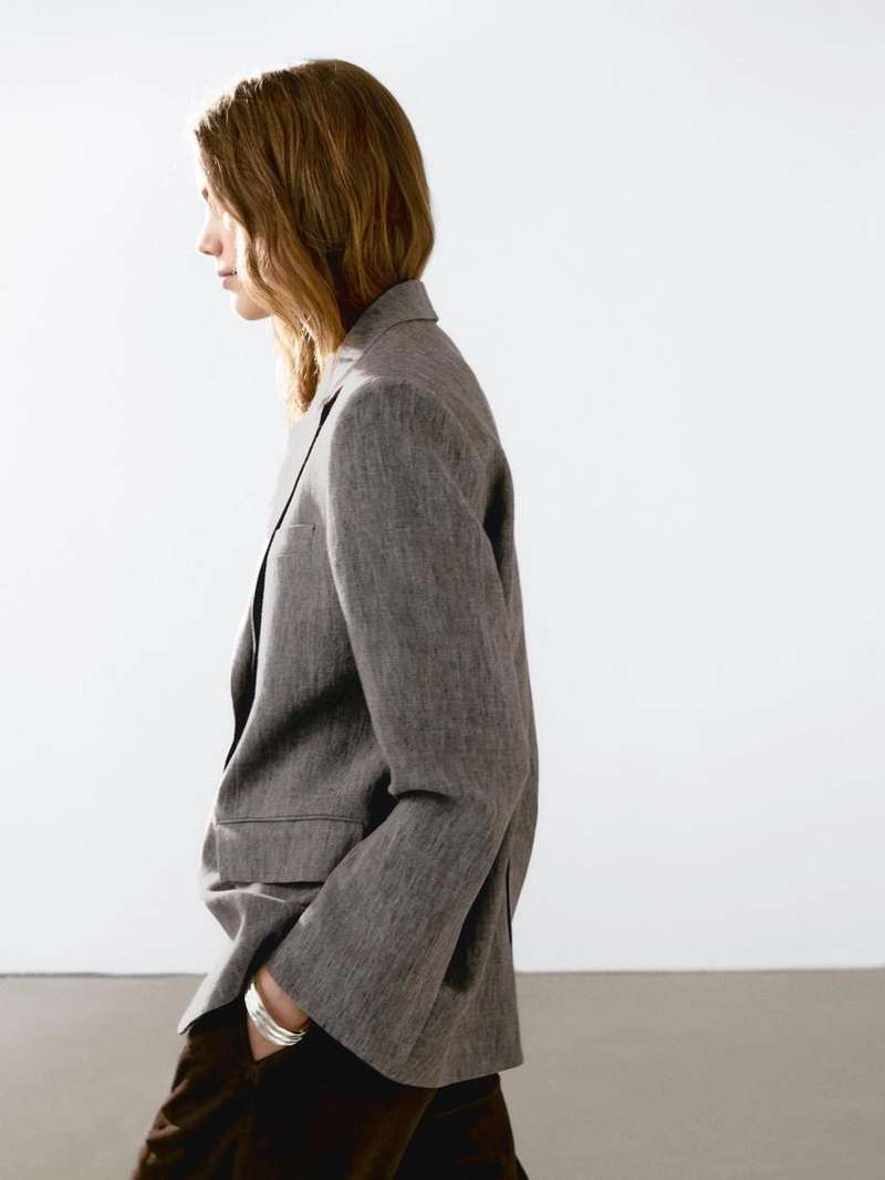 Пиджак из льна с меланжевым эффектом
