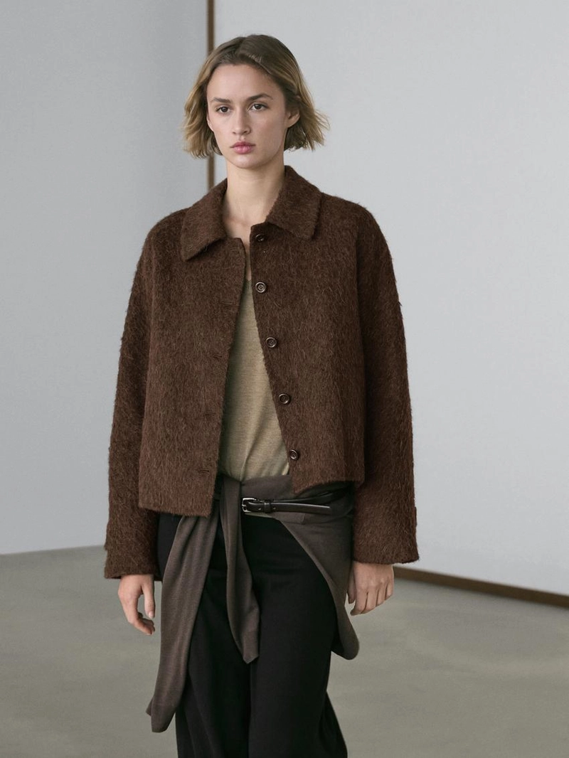 Кардиган из альпаки с рубашечным воротником