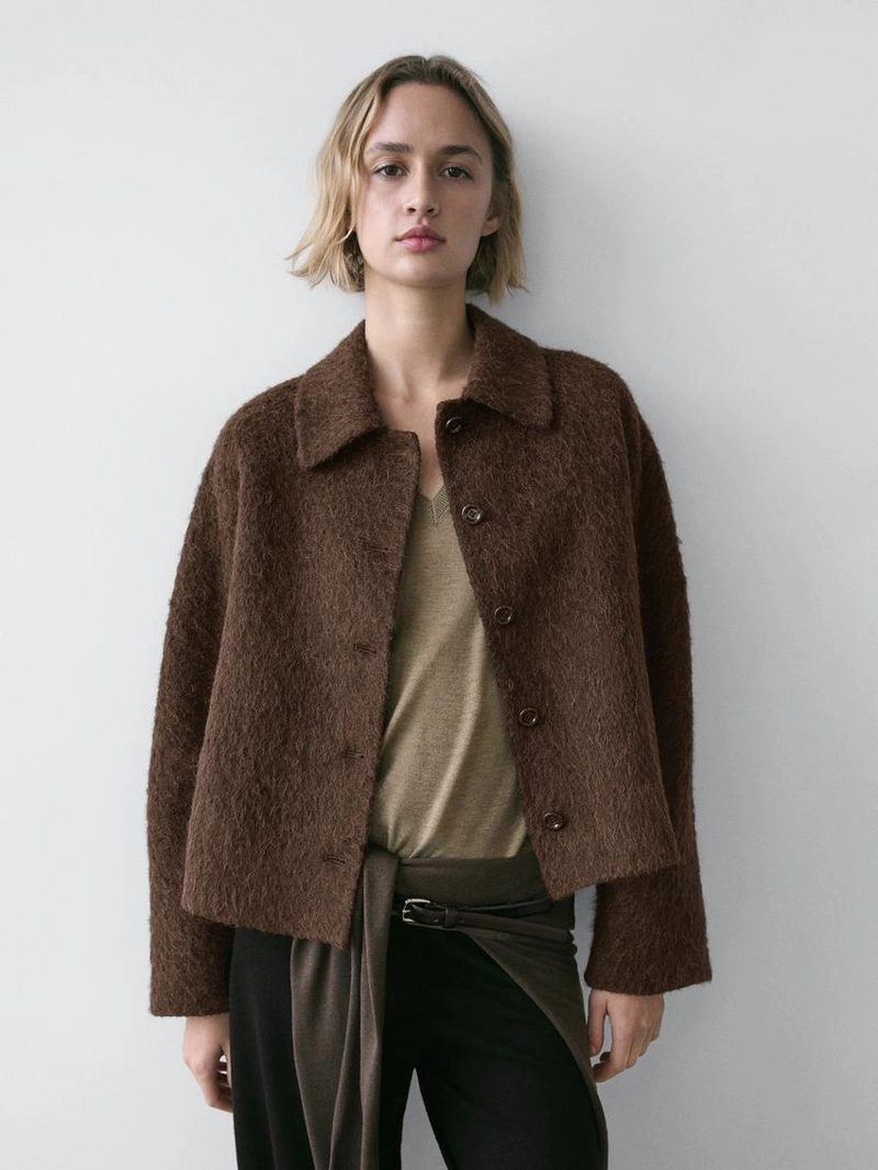 Кардиган из альпаки с рубашечным воротником