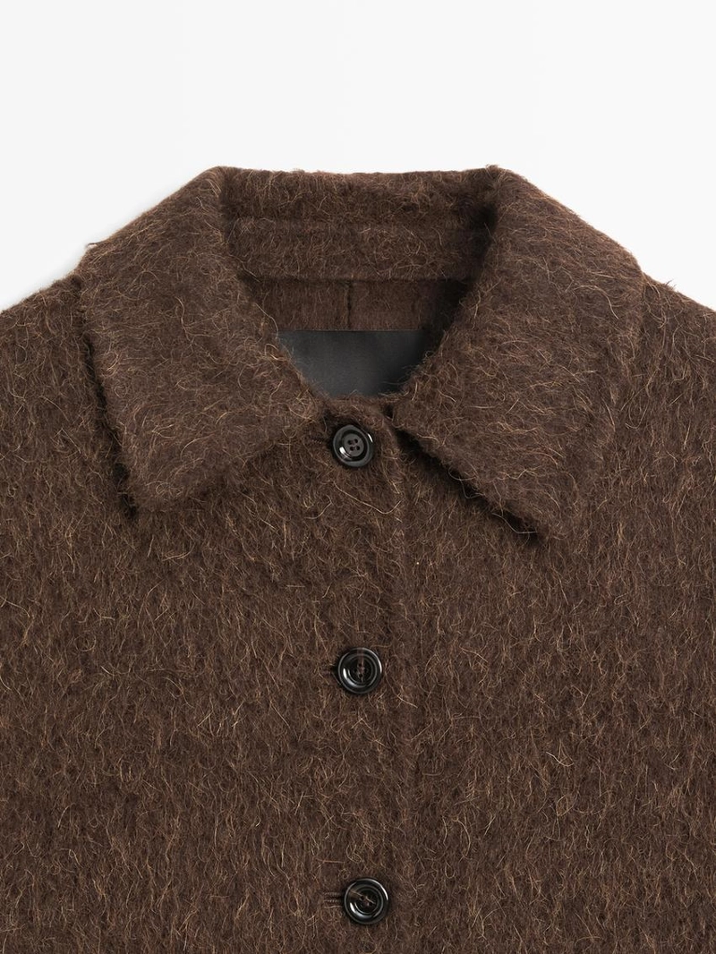 Кардиган из альпаки с рубашечным воротником