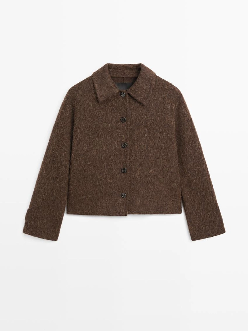 Кардиган из альпаки с рубашечным воротником