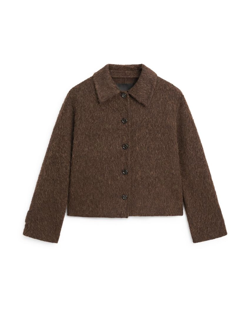 Кардиган из альпаки с рубашечным воротником