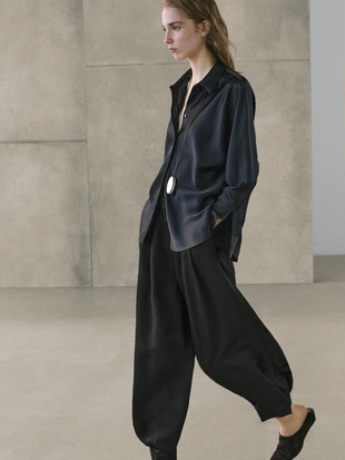 Рубашка из шелковистой атласной ткани- Заказать в России