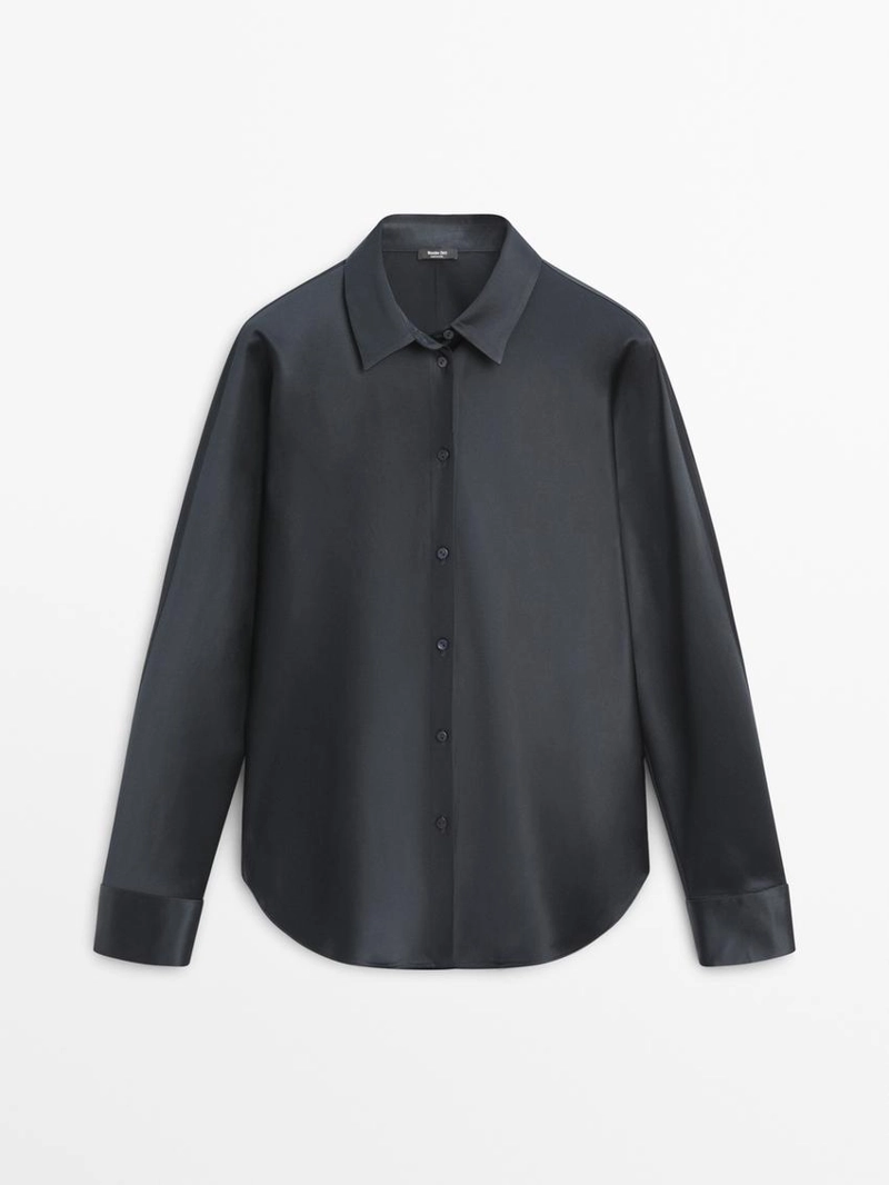 Рубашка из шелковистой атласной ткани