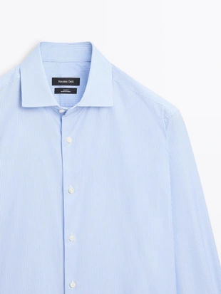 Рубашка из тонкой полосатой ткани в облегающем фасоне- Заказать в России