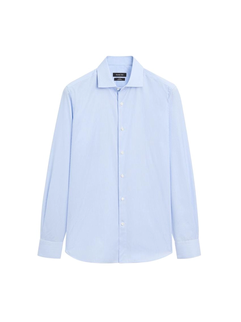 Рубашка из тонкой полосатой ткани в облегающем фасоне