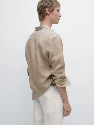 Рубашка с регулярной посадкой из 100% льна- Заказать в России