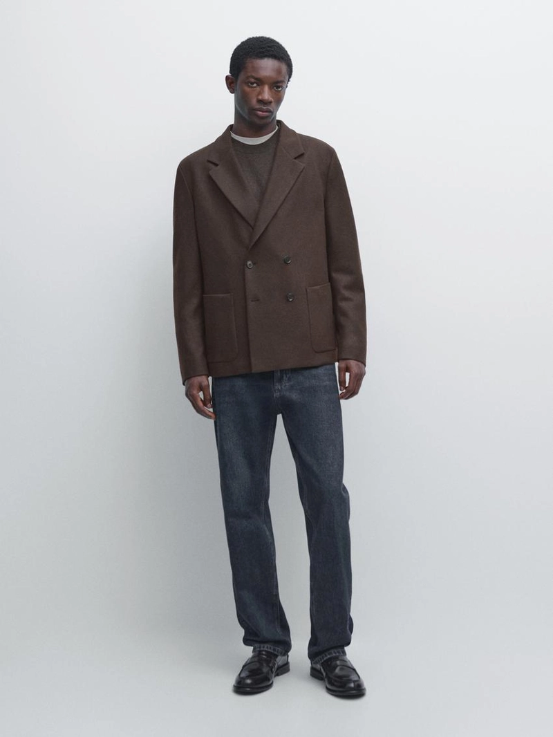 Шерстяной двубортный блейзер