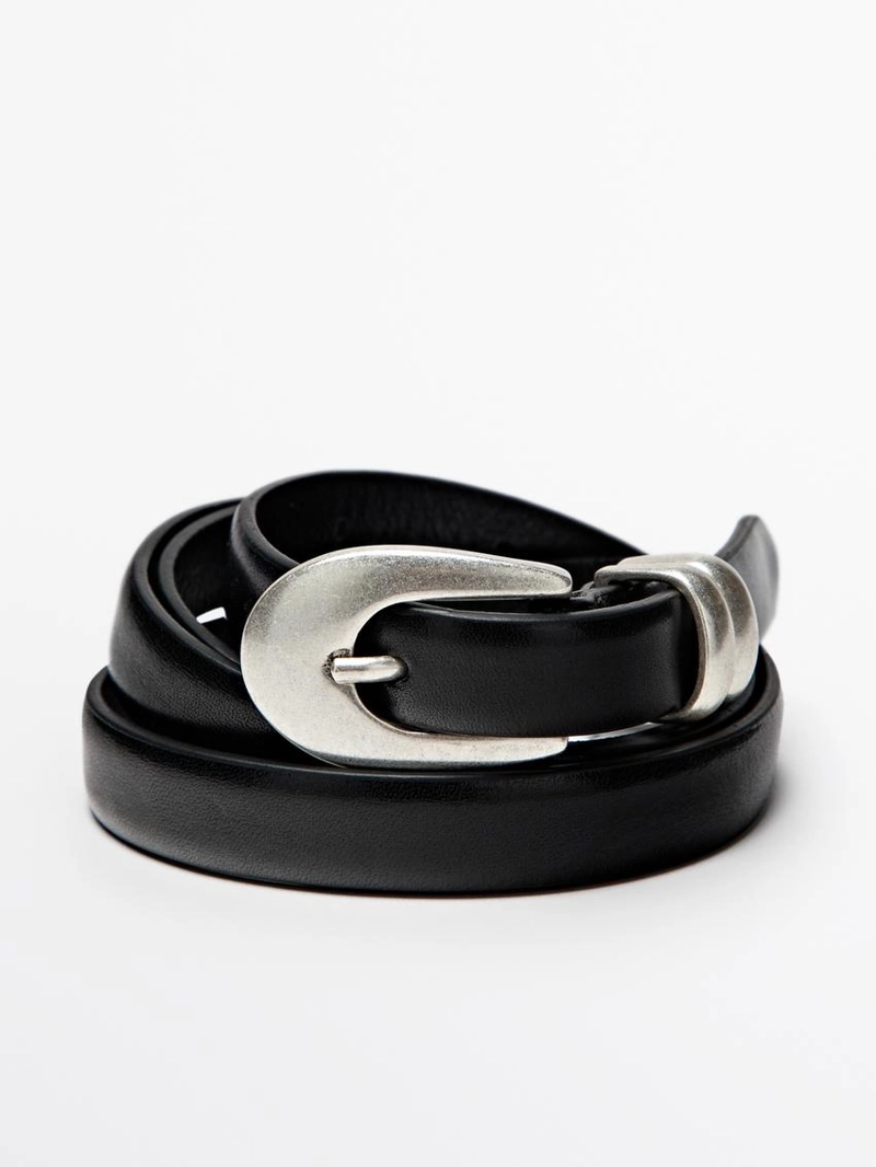 Кожанный пояс nappa с овальной пряжкой