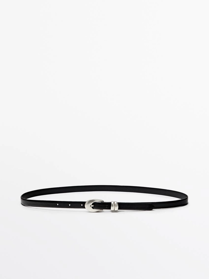 Кожанный пояс nappa с овальной пряжкой