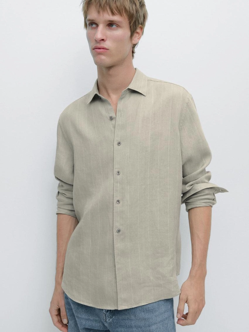 Рубашка в полоску из 100% льна