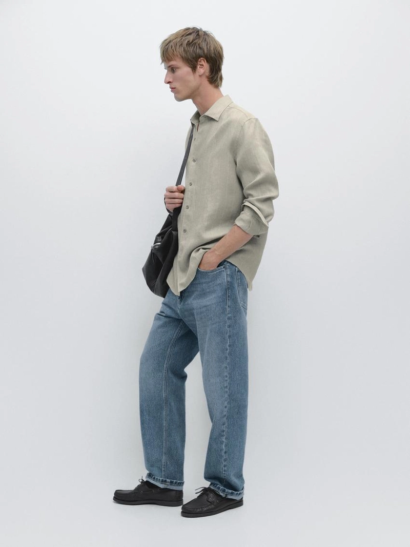 Рубашка в полоску из 100% льна