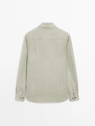 Рубашка в полоску из 100% льна- Заказать в России