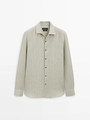 Рубашка в полоску из 100% льна- Заказать в России