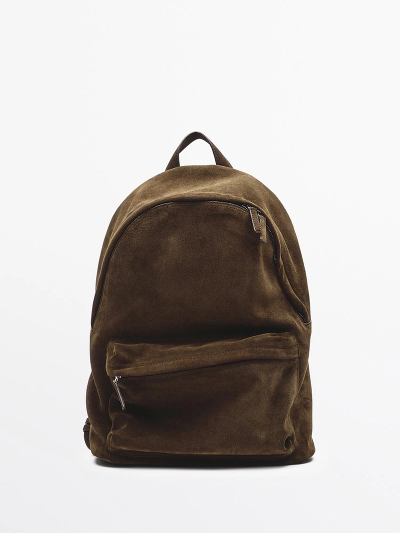 Рюкзак из замши с молнией