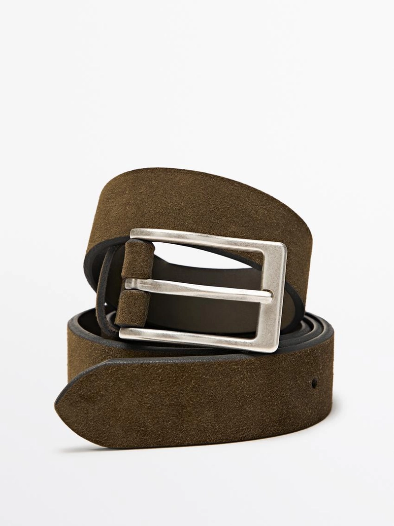 Кожанный пояс из мягкой нубуковой кожи
