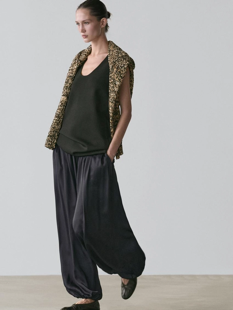 Брюки свободного кроя из атласа