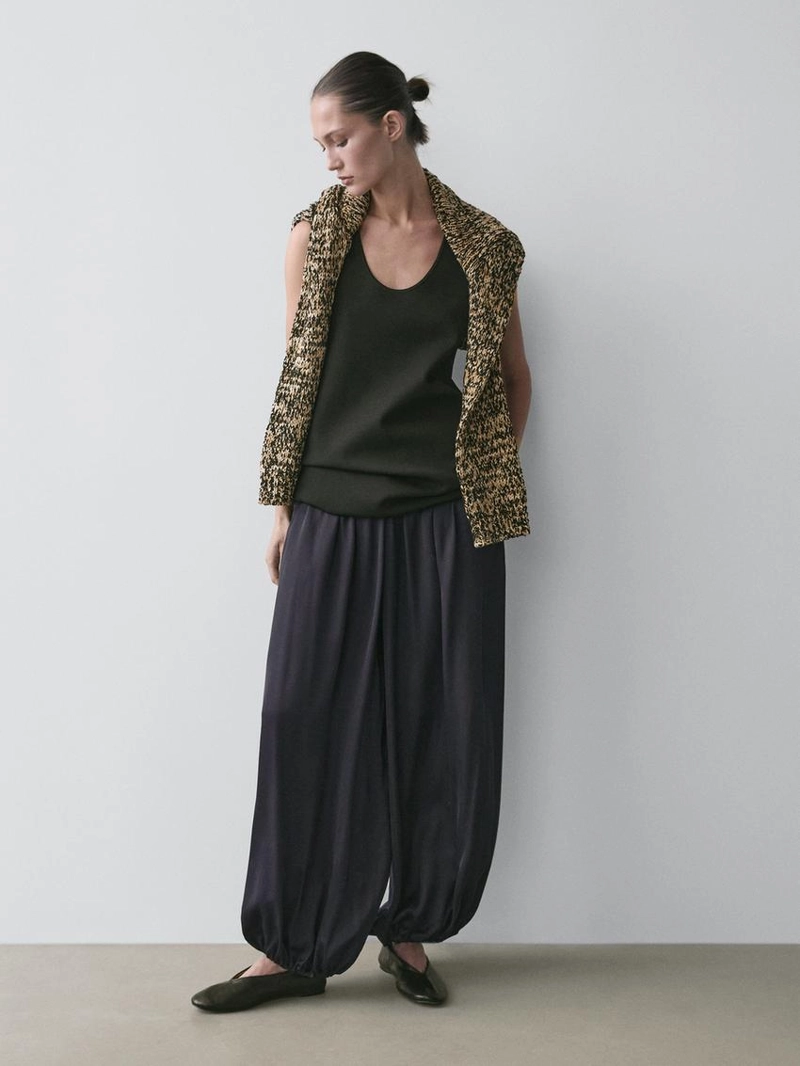 Брюки свободного кроя из атласа