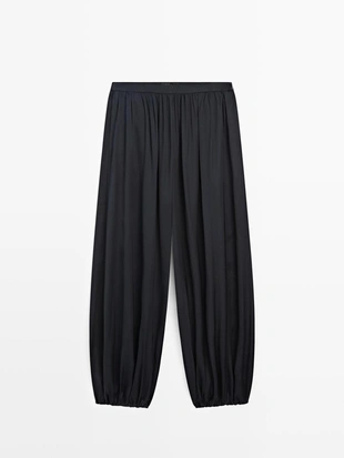 Брюки свободного кроя из атласа- Заказать в России