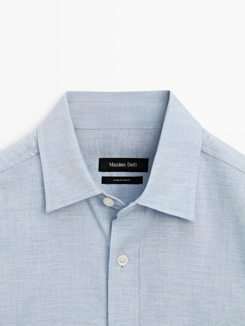 Рубашка regular fit из меланжевой ткани