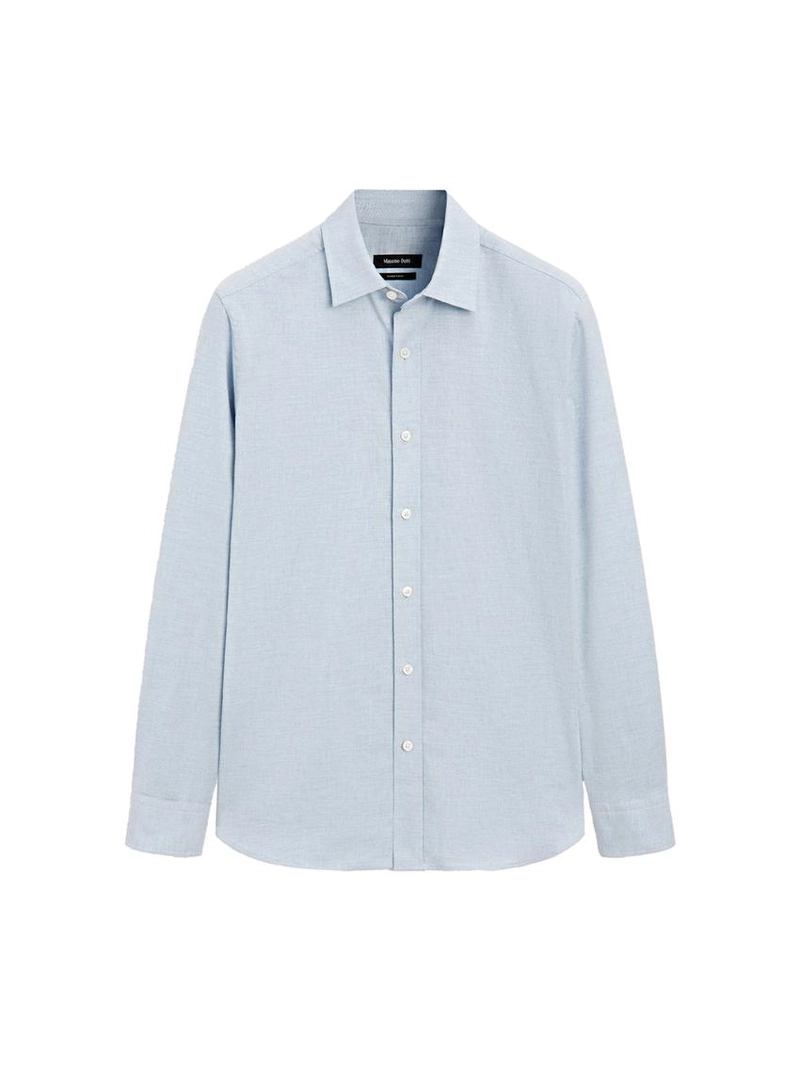 Рубашка regular fit из меланжевой ткани